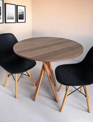 Imagem de Mesa Redonda De Jantar E Cozinha 80 Cm Pés Em Madeira