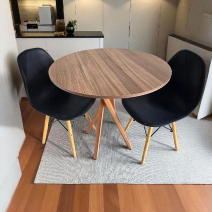 Imagem de Mesa Redonda De Jantar E Cozinha 80 Cm Pés Em Madeira