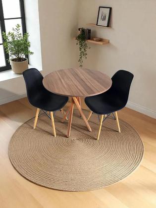 Imagem de Mesa Redonda De Jantar E Cozinha 80 Cm Pés Em Madeira
