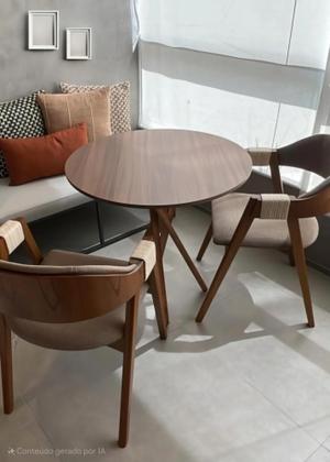 Imagem de Mesa Redonda De Jantar E Cozinha 80 Cm Pés Em Madeira