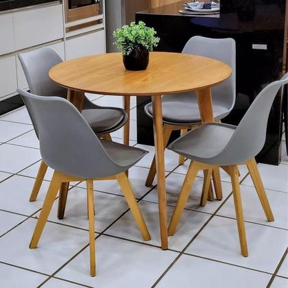 Imagem de Mesa Redonda de Madeira de 80cm Dina na cor Freijó