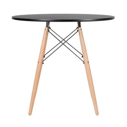 Imagem de Mesa Redonda Eames 80 Cm Preto + 2 Cadeiras Eiffel Dsw Nude