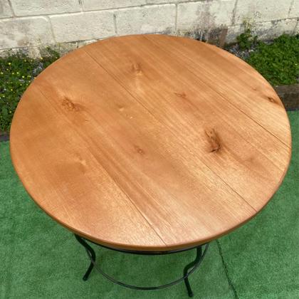 Imagem de Mesa Redonda em Ferro e Madeira 70cm Modelo Bolinha Sudeste Rústico