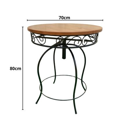 Imagem de Mesa Redonda em Ferro e Madeira 70cm Modelo Bolinha Sudeste Rústico