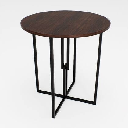 Imagem de Mesa Redonda Industrial 80cm Preta Tampo Madeira Imbuia