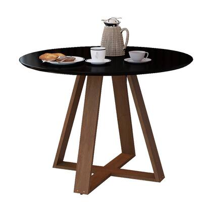 Imagem de Mesa Redonda Jantar 90cm Livia Preta Base Madeira Maciça