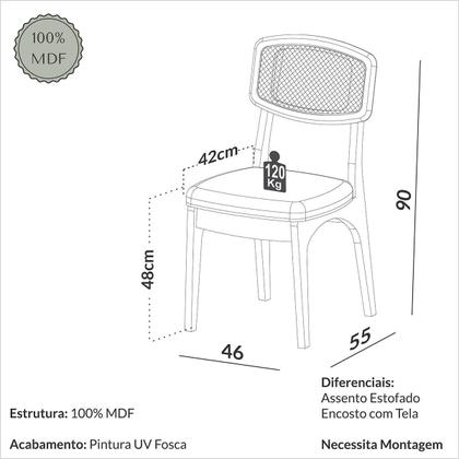 Imagem de Mesa Redonda Jantar Base Ripada c/ 2 Cadeiras Estofadas MDF