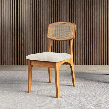 Imagem de Mesa Redonda Jantar Base Ripada c/ 2 Cadeiras Estofadas MDF