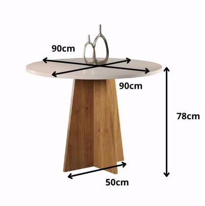 Imagem de Mesa Redonda Jantar Slin+4 Cadeira Sol Estofado Linho Vieiro