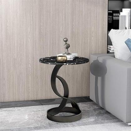 Imagem de Mesa Redonda Lateral de Apoio Decorativa Estrutura de Metal Sala de Estar