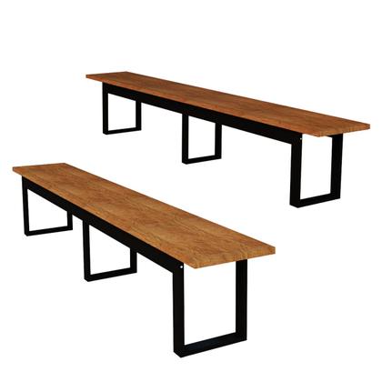 Imagem de Mesa Retangular 190cm Com 2 Bancos Pés De Ferro Industrial