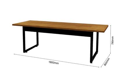 Imagem de Mesa Retangular 190cm Com 2 Bancos Pés De Ferro Industrial