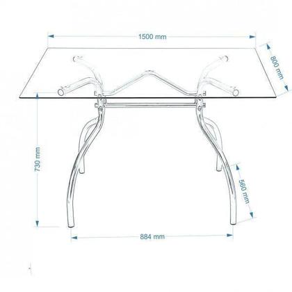 Imagem de Mesa Retangular com Tampo de Vidro 4025 Transparente/Cromado