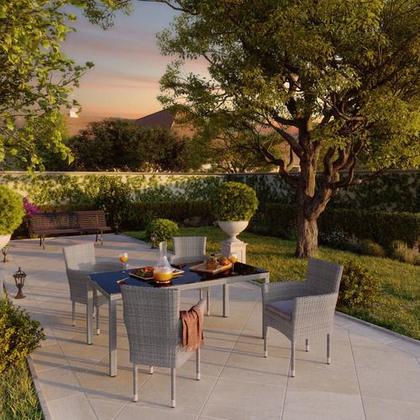 Imagem de Mesa Retangular De Alumínio E Fibra Cinza 75x89x179cm