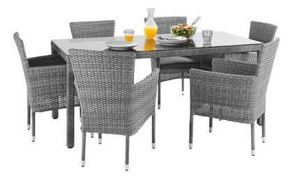 Imagem de Mesa Retangular De Alumínio E Fibra Cinza 75x89x179cm