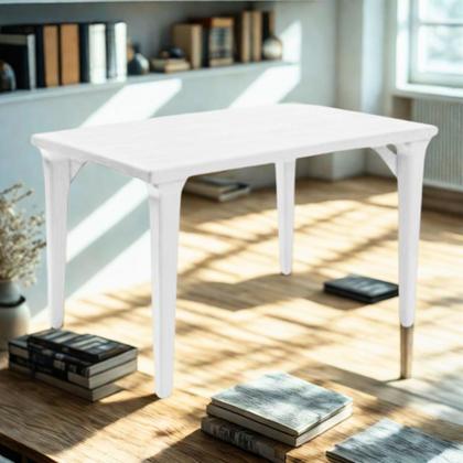 Imagem de Mesa Retangular Desmontável Plástica 120x80cm Jatobá Multiuso Área Lazer Pés Parafusados