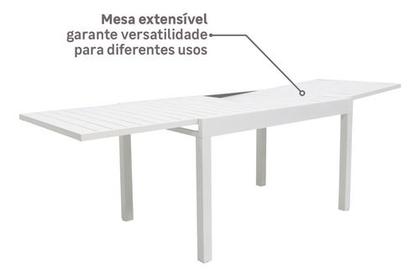 Imagem de Mesa Retangular Extensivel Jardim 135-270cm Aluminio Branco