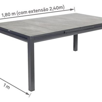 Imagem de Mesa Retangular Extensivel Jardim 180-240Cm Aluminio Cinza