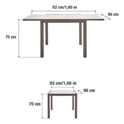 Imagem de Mesa Retangular Extensivel Jardim 90-160cm Aluminio - Marrom