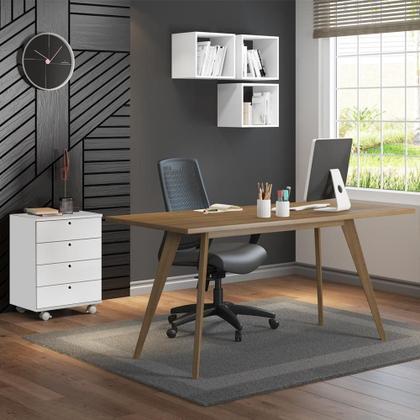 Imagem de Mesa Retangular para Escritório com Tampo de Madeira Madesa