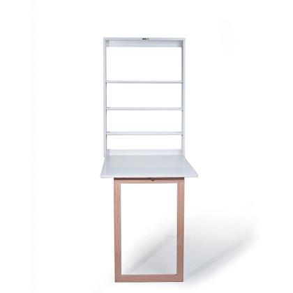 Imagem de Mesa Retrátil de Parede com Organizador Madeira e MDF Branco/Mel - Móveis Britz