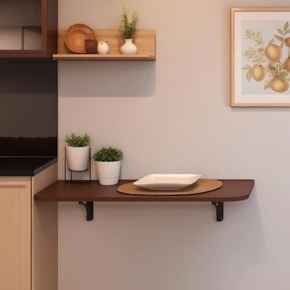 Imagem de Mesa Retrátil Pequena 60x30 Dobrável Madeira Ideal para Ambientes Pequenos