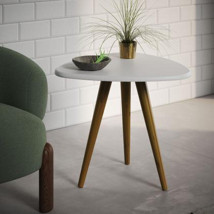 Imagem de Mesa Retrô Lateral Gabriela Pé Palito Tampo de Madeira Triangular
