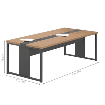 Imagem de Mesa Reunião Retangular 240cm Com Passa Fio 6 Lugares Noce