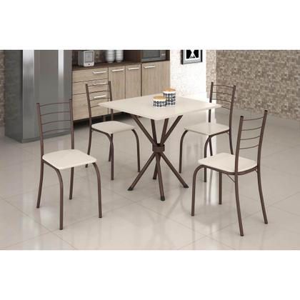 Imagem de Mesa Rio Tampo Granito 100x60cm com 4 Cadeiras Teixeira  Marrom Off White