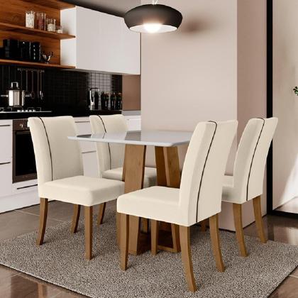 Imagem de Mesa Sala De Jantar 4 Cadeiras Carvalho/off White