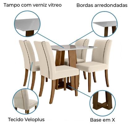 Imagem de Mesa Sala De Jantar 4 Cadeiras Carvalho/off White