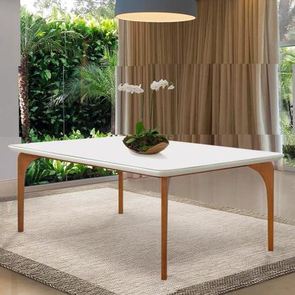 Imagem de Mesa Sala de Jantar 8 Lugares 218cm Tampo em Laca Dinamarca OffWhite/Mel - Gran Belo