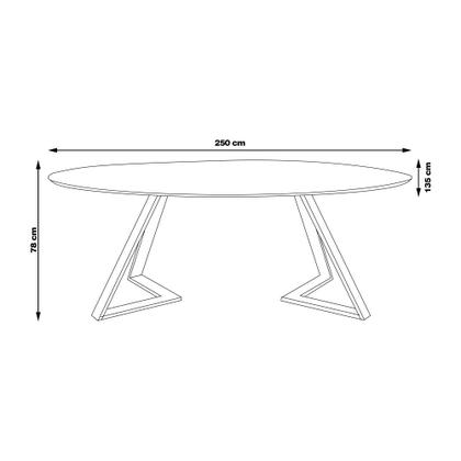 Imagem de Mesa Sala de Jantar 8 Lugares 250cm Tampo Oval Efron Nogueira/Preto G13 - Gran Belo