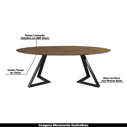 Imagem de Mesa Sala de Jantar 8 Lugares 250cm Tampo Oval Efron Nogueira/Preto G13 - Gran Belo