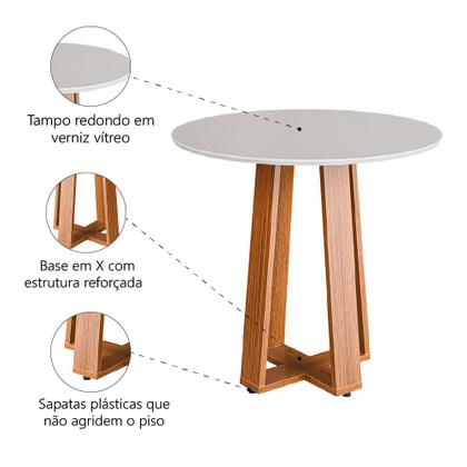 Imagem de Mesa Sala de Jantar Athenas Redonda 1,03m Madeirado/Off White Dobuê