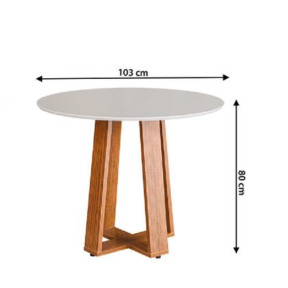 Imagem de Mesa Sala de Jantar Athenas Redonda 1,03m Madeirado/Off White Dobuê