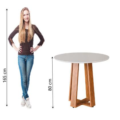 Imagem de Mesa Sala de Jantar Athenas Redonda 1,03m Madeirado/Off White Dobuê