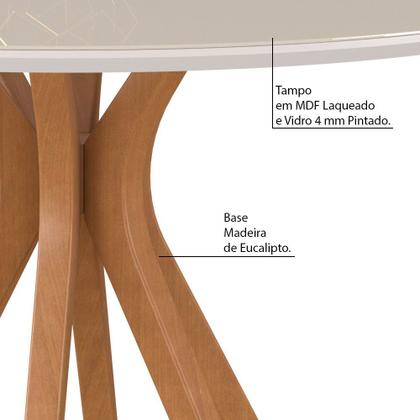 Imagem de Mesa Sala de Jantar Cozinha Redonda Tampo de Vidro 130cm Willy Off White/Champagne G60 - Gran Belo