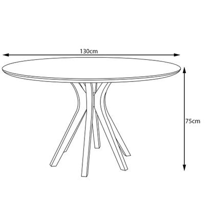 Imagem de Mesa Sala de Jantar Cozinha Redonda Tampo de Vidro 130cm Willy Off White/Champagne G60 - Gran Belo
