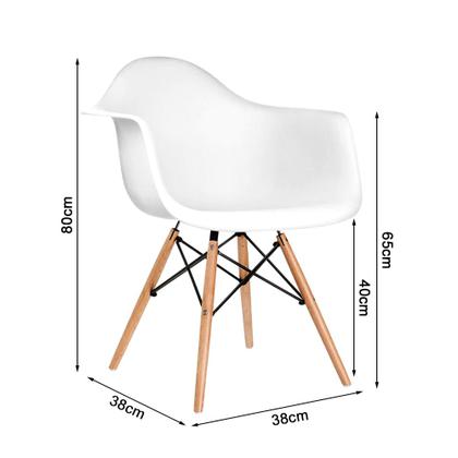 Imagem de Mesa Sala de Jantar Eiffel Eames Redonda Vidro 90cm com 4 Poltronas Brancas Base Madeira Maciça