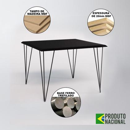 Imagem de Mesa Sala de Jantar Industrial Clips Quadrada Preta 90 com 4 Cadeiras Eiffel Pretas Ferro Preto