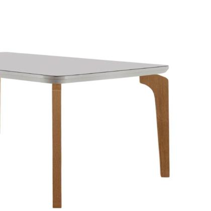 Imagem de Mesa Sala De Jantar Liz 180cm Em Mdf E Vidro Com Canto Copo Off White/ Imbuia/ Serig. Off