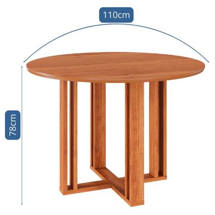 Imagem de Mesa Sala de Jantar Redonda 4 lugares 110 cm Cimol Flora Cinamomo - 100% MDF