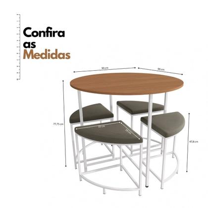 Imagem de Mesa Sala de Jantar Redonda com 4 Banquetas Estofadas