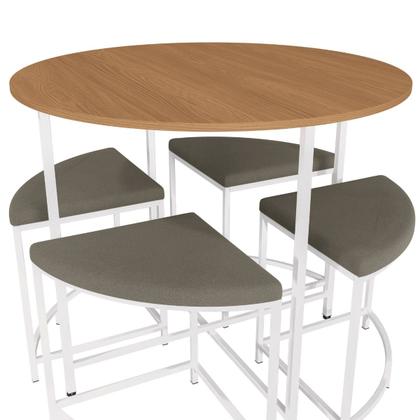 Imagem de Mesa Sala de Jantar Redonda com 4 Banquetas Estofadas