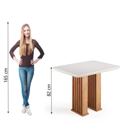 Imagem de Mesa Sala De Jantar Tampo Com Vidro Mond 1,20m Madeirado/off White Viero