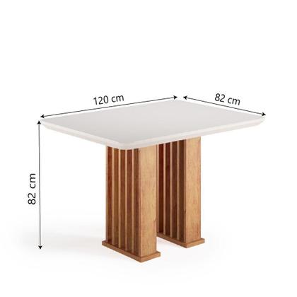 Imagem de Mesa Sala De Jantar Tampo Com Vidro Mond 1,20m Madeirado/off White Viero