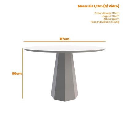 Imagem de Mesa Sala de Jantar Tampo Redondo sem Vidro 117cm Isis Marrom/Ype