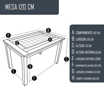 Imagem de Mesa Sala Jantar 120cm Madeira Pinus Tampo Cerâmica Resistente Design Moderno Qualidade Durável