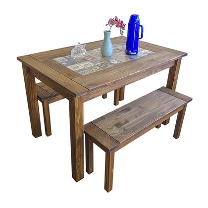 Imagem de Mesa Sala Jantar 120cm Madeira Pinus Tampo Cerâmica Resistente Design Moderno Qualidade Durável